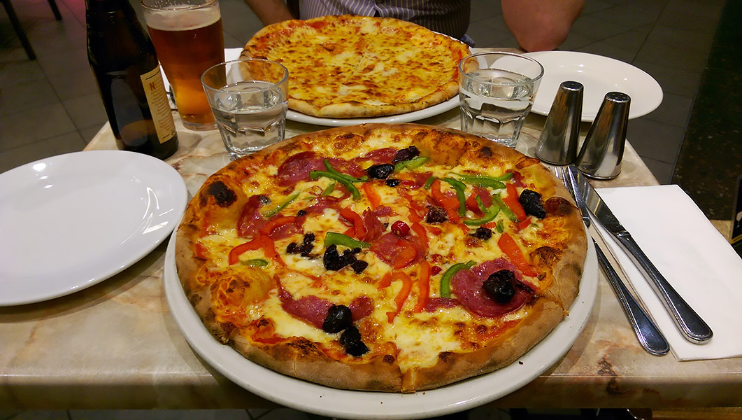 Makaroni Pizza Pasta Bar, Leichhardt: Margarita (top) and Diavola (bottom)